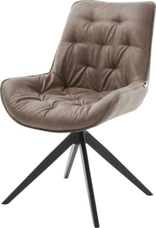 Esszimmerstuhl Taimi-Flex Mikrofaser Taupe Vintage Kreuzgestell breit Schwarz