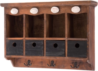 DESIGN DELIGHTS Wandregal VINTAGE WANDREGAL "LUNA", Mahagoni, 60 cm, Holz Küchenregal