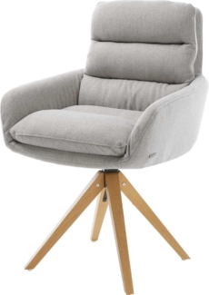 Esszimmerstuhl Abelia-Flex mit Armlehnen Stripes Hellgrau Holzgestell kantig Natur