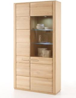 Vitrine Senta 5 Eiche bianco teilmassiv 107x209x38 cm Glasvitrine mit Beleuchtung