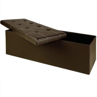 Casaria Sitztruhe mit Stauraum 115 x 40 x 40 cm Faltbar 130 L Gepolstert Deckel Kunstleder Wohnzimmer Schlafzimmer Sitzhocker Sitzbank Aufbewahrungsbox Braun