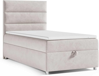 Best for Home Boxspringbett K4 SINGLE mit Bettkasten (Creme 90x200)