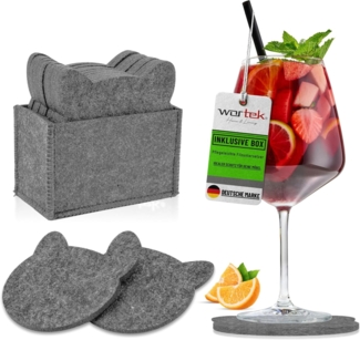 wortek Getränkeuntersetzer Filz-Untersetzer Katze für Gläser 10er Set + Box, Zubehör für Tisch & Gläser, Set, 10-tlg, waschbare Getränke Glasuntersetzer Gläser, Tischuntersetzer Filz 10 cm