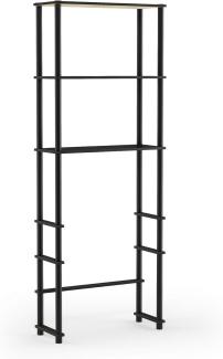 Furinno Platzsparender WC-Schrank mit 2 Ablageflächen, Espresso/Schwarz, 22.9 x 59.9 x 164 cm