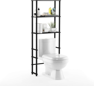Furinno Platzsparender WC-Schrank mit 2 Ablageflächen, Espresso/Schwarz, 22.9 x 59.9 x 164 cm
