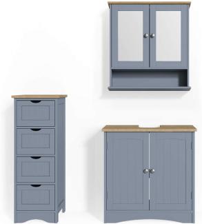 Badmöbel-Set Bianco Grau 3 Teile Vicco