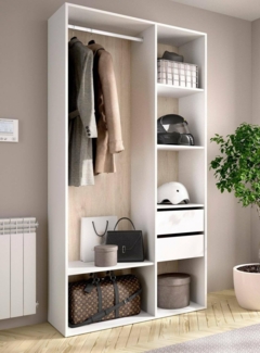 Dmora - Großer Kleiderschrank Borla, Schlafzimmermöbel, Schrank, Garderobe, 98x45 h205 cm, Weiß und Eiche