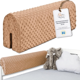 Bettkantenschutz für Kinderbetten 70 cm - Schutz für Bettrahmen Baby Bett rausfallschutz für boxspringbett bettgitter mit Bezug Kantenschutz Kinder Babybett Beige