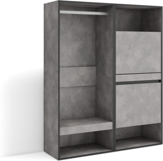 Skraut Home | Offener Kleiderschrank | Kleidung, Schuhe | 120 x 145 x 35 cm | Für Schlafzimmer, Zimmer | Schuhschrank | Moderner Stil | Zement