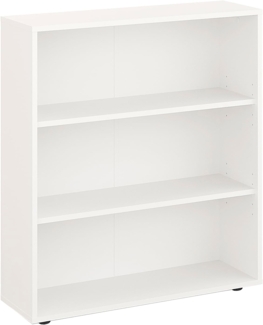 KOMTO Bücherregal Lumo 80 cm breit Regal mit 3, 4, 6 Ebenen und Höhenverstellbare Regale, Aufbewahrungsregal Bookshelf Weiß