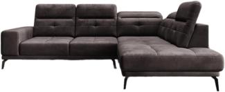 Designer Sofa Isabella mit verstellbarer Kopf- und Rückenlehne Samt Dunkelbraun Rechts