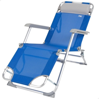AKTIVE Klapp- und Liegestuhl, blau, mit Kissen, 2 Positionen, aus Aluminium und Textilen, Maße 47 x 95 x 75 cm, max. Gewicht 110 kg, zusammenklappbare Sonnenliege für Strand, Terrasse und Camping