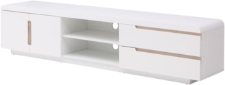 Vente-unique - TV-Möbel mit 2 Türen, 2 Schubladen & 2 Ablagefächern - Weiß & Holzfarben - NURINI