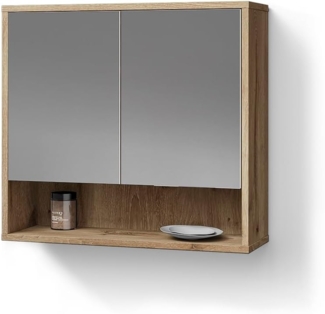 Livinity® Badezimmerspiegelschrank ATERNO, Viking Oak, 70 x 65 cm mit 2 Türen