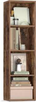 VASAGLE CUSTOS Kollektion - Bücherregal, 4-stöckiges Regal, offenes Aufbewahrungsregal, mit verstellbaren Ablagen, 24 x 30 x 106 cm, für Wohnzimmer, Homeoffice, Schlafzimmer, vintagebraun
