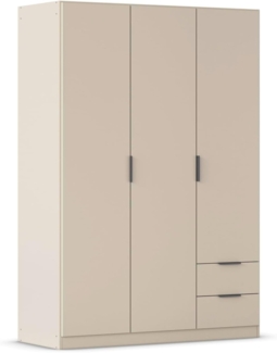 Rauch Möbel Lagoa, Kleiderschrank, Garderobe für Schlafzimmer, Kinderzimmer, Jugendzimmer 3-türig, 2 Schubladen, mit Zubehör Classic, Farbe Beige, Breite 136