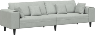 vidaXL Samt Sofa mit Kissen Hellgrau 208 cm Samt 3335153