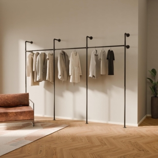 pamo. design Kleiderständer offener Kleiderschrank KIM, Garderobenständer im Industrie Design zur Wandmontage