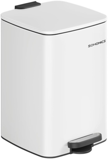Songmics Mülleimer Küche, 20 Liter Abfalleimer, Tretmülleimer, Stahl, mit Inneneimer, Softclose, Offenhaltefunktion, wolkenweiß LTBDE592W02