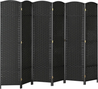 HOMCOM Paravent 240x170 cm Raumteiler (Sichtschutz, 6 St, Faltbar Trennwand aus Bambus), Raumtrenner Stellwand für Wohnzimmer Schwarz
