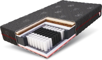 FDM Black Taschenfederkernmatratze 90x200 cm 7 Zonen Resilience Black Thermoplastischer Visco-Schaum Latex Matratze Härtegrade H4/H3 (hart/mittelhart) Höhe 22 cm Zweiseitig Abnehmbarer Bezug