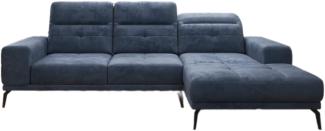 Designer Sofa Terina inkl. Beistellhocker Samt Blau Rechts