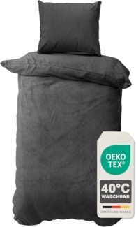 Devior Bettwäsche Wende Nicky Plüsch Winter Bettbezug Set Cashmere Touch Coral Fleece, Fleece, 2 teilig, warmer Bezug mit YKK Reißverschluss und Kissenbezug