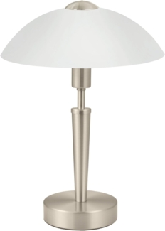 Eglo 85104 Tischleuchte SOLO 1 Stahl nickel-matt, Glas satiniert, weiss E14 max. 1X40W H:35cm Ø26cm mit Touchdimmer