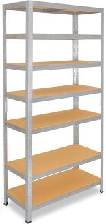 shelfplaza Schwerlastregal HOME, 180x90x30cm verzinkt, Metallregal mit 7 Böden, als Kellerregal, Garagenregal, Werkstattregal oder Lagerregal, Steckregal Metall mit 125kg Tragkraft