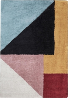 Teppich Baumwolle 140x200 cm mehrfarbig geometrisches Muster Kurzflor JALGAON