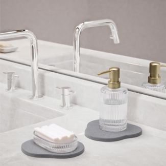 Navaris Blumentopf 2er Set Kieselgur Stein Badematte klein - Kieselgur Untersetzer (2 St)