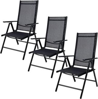 CASARIA® Aluminium Gartenstuhl Bern Klappbar Anthrazit 3er Set