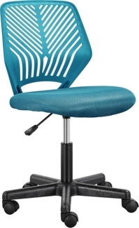 Yaheetech ergonomisch Schreibtischstuhl Bürostuhl ohne Armlehnen Drehstuhl mit Rücklehne Arbeitsstuhl höhenverstellbar 136 kg belastbar 50 x 55 x 79-92 cm Türkis