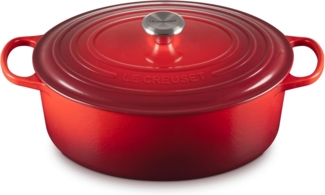 Le Creuset Bräter 'Signature' , Gusseisen , Oval, für alle Herdarten und Induktion geeignet, Kirschrot, 33,0 cm