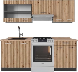 Küchenzeile R-Line Artisan Eiche/Anthrazit 200 cm , AP Eiche Vicco