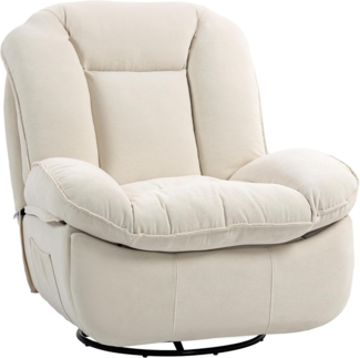 HOMCOM Relaxsessel Fernsehsessel mit Liegefunktion, Schaukelfunktion (Ruhesessel, 1-St, Liegesessel), für Wohnzimmer, Schlafzimmer, Cremeweiß
