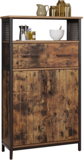 Vasagle Badezimmerschrank, Sideboard, verstellbarer Regalboden, offenes Fach, 60 x 30 x 108 cm, Industrie-Design, vintagebraun-schwarz von Songmics LSC261B01