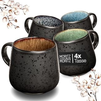 Moritz & Moritz Tasse SOLID Tassen bunt 4 tlg, 4-tlg, Steinzeug, für 4 Personen - spülmaschinen- und mikrowellengeeignet