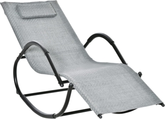 Outsunny Schaukelstuhl Schaukelliege mit Kopfkissen Gartenliege Schwungliege bis 160 kg belastbar Texteline Grau 61 x 160 x 79 cm