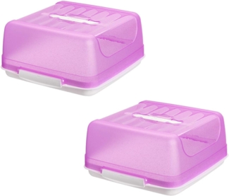 Engelland Kuchentransportbox Kuchenbox mit transparentem Deckel, Kunststoff, (Vorteils-Set, 2-tlg, sicheres Transportieren), mit Tragegriff und Klickverschluss, BPA-frei, rechteckig, Kunststoff