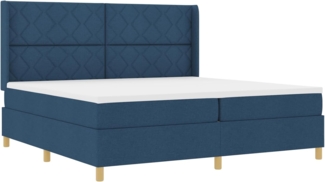 vidaXL Boxspringbett mit Matratze mit Kopfteil Blau 200x200 cm Stoff 3341923