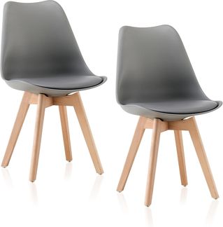 DEULINE® Esszimmerstühle Essstühle Esszimmerstuhl SGS Massivholz Polsterstuhl Stühle Oslo 2er-Set GRAU 521245