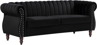 Vente-unique - Chesterfield-Sofa - 3-Sitzer - Samt - Schwarz - TRUMBO