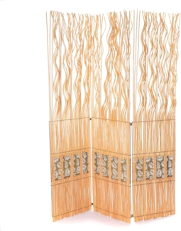 Raumteiler Oase 3-tlg. 170x120 cm, Weidenholz gewellt honigfarben