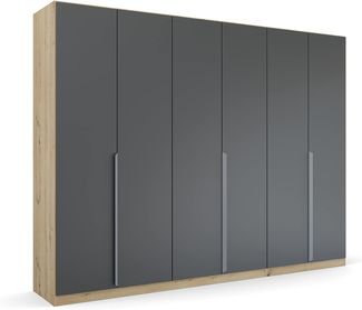 Rauch Möbel Dark & Wood by Quadra Spin Schrank Drehtürenschrank, Grau / Eiche Artisan, 6-trg, inkl. 3 Kleiderstangen, 3 Einlegeböden, BxHxT 271 x 210 x 54 cm