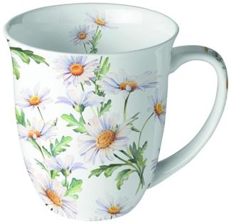 Ambiente Luxury Paper Products Becher Sommer, Blumen, Tiere, Pflanzen, Bäume, Herbst, Mug, Kollektion, 1-tlg, Porzellan Tasse, Becher 0,4 L Schöne Gänseblümchen weiß, Themen Blumen - Pflanzen, Winter, Geburtstag, Hochzeit, Valentinstag, Muttertag, Gesc...