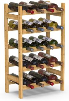 BAKAJI Weinregal aus Bambusholz mit 20 Fächern für Champagner, Flaschenregal für Bar, Wohnzimmer, Küche, Bistro, Restaurant, 43,5 x 24,5 x 73 cm (Natur)