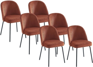 Vente-unique - Stuhl 6er-Set - Cord & schwarzes Metall - Terracotta - ALPALI