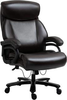 Vinsetto Bürostuhl Chefsessel Gaming Stuhl Drehstuhl Wippfunktion Dicke Polsterung 180 kg Belastbarkeit ergonomisches Design höhenverstellbar Kunstleder Braun 72x83x114-122 cm