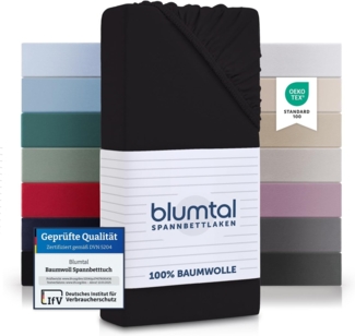 Blumtal® Basics Jersey (2er-Set) Spannbettlaken 90x200 cm -Oeko-TEX Zertifiziert, 100% Baumwolle Bettlaken, bis 7cm Topperhöhe, Schwarz
